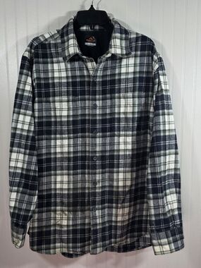 Ridgecut Men’s Large Flannel Shirt Plaid Black Green 100% Cotton Long Sleeve